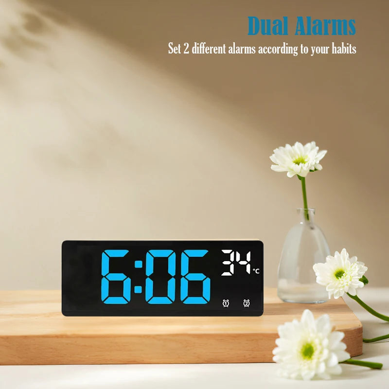 Digital Alarm Clock Travel Clock with Temperature Table Clock Large