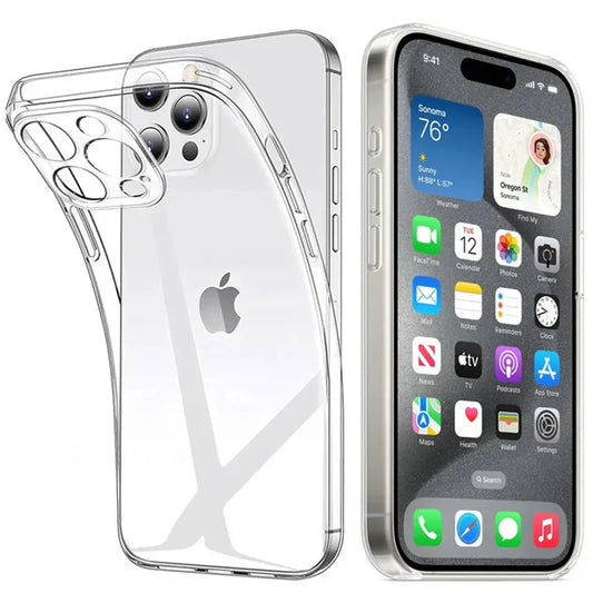 Ultra Thin Clear Silicone Case for iPhone 16 15 14 13 12 11 Pro Max