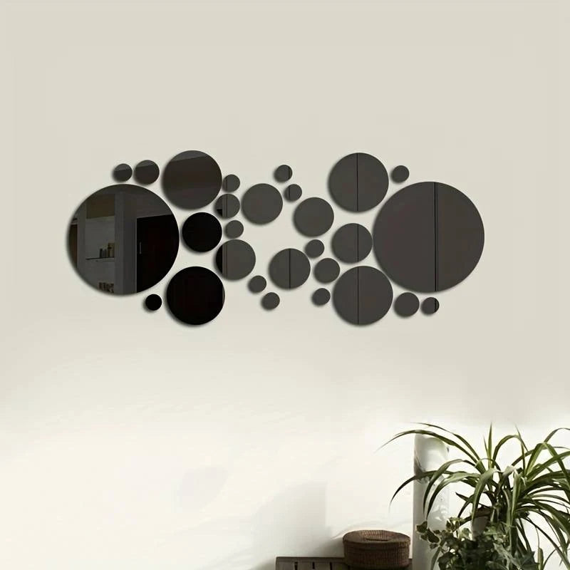 26 PCs 3D Acrylic Mirror Wall Stickers, Round Mirror, DIY Bedroom,