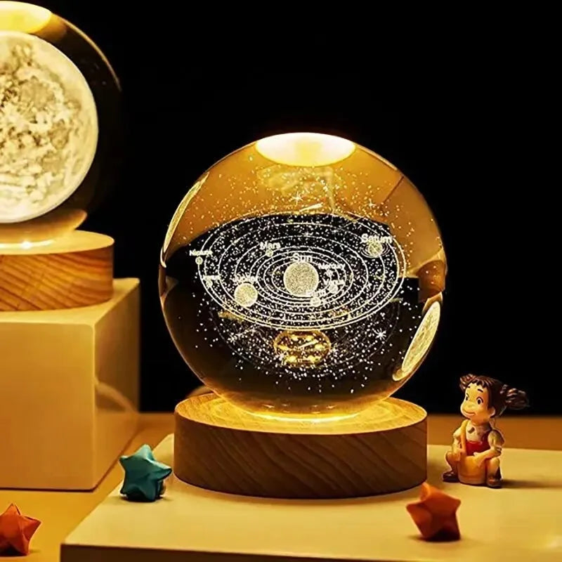 Valentines Day Gift  Galaxy Crystal Ball lamp 3D planet moon lamp USB