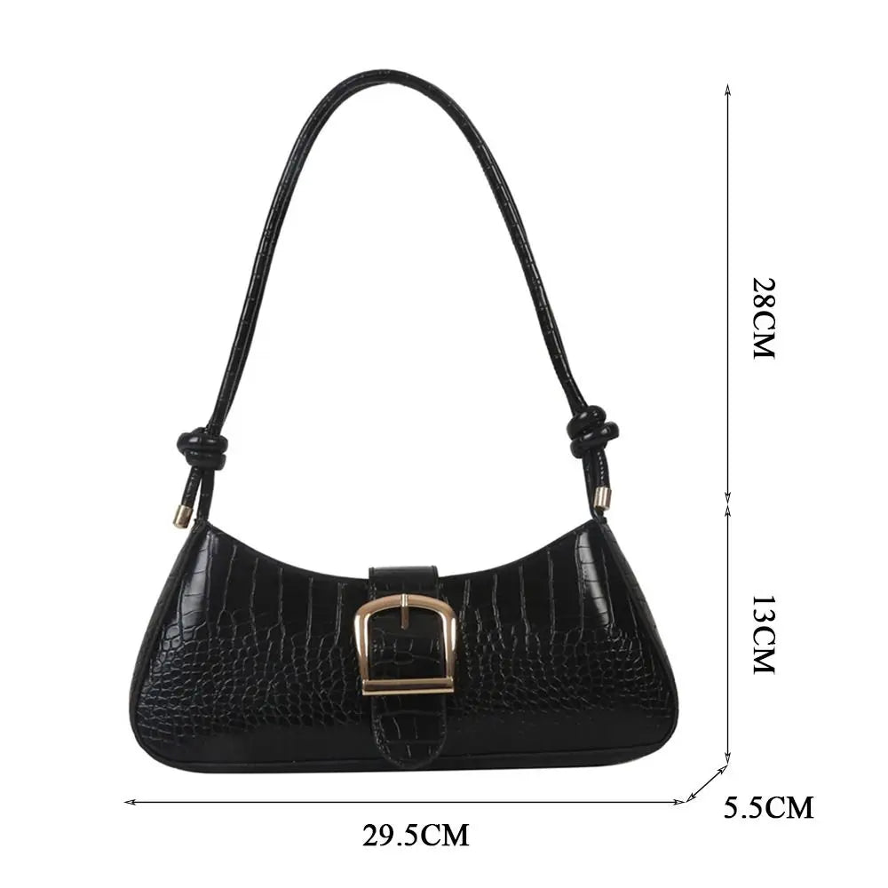 Women Stylish PU Leather Sling Bag Solid Color Shoulder Bag Underarm