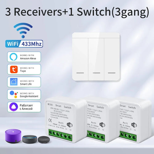 Wifi Smart Switch for Led Lighting Tuya Smart Life RF 433MHz Remote