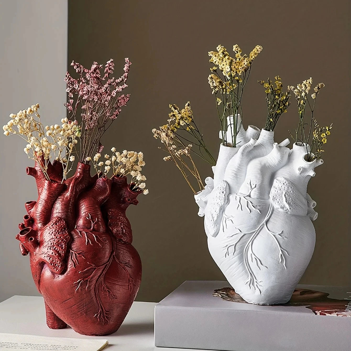 Anatomical Heart Vase Resin Figurine Glam Style Collectible Decorative