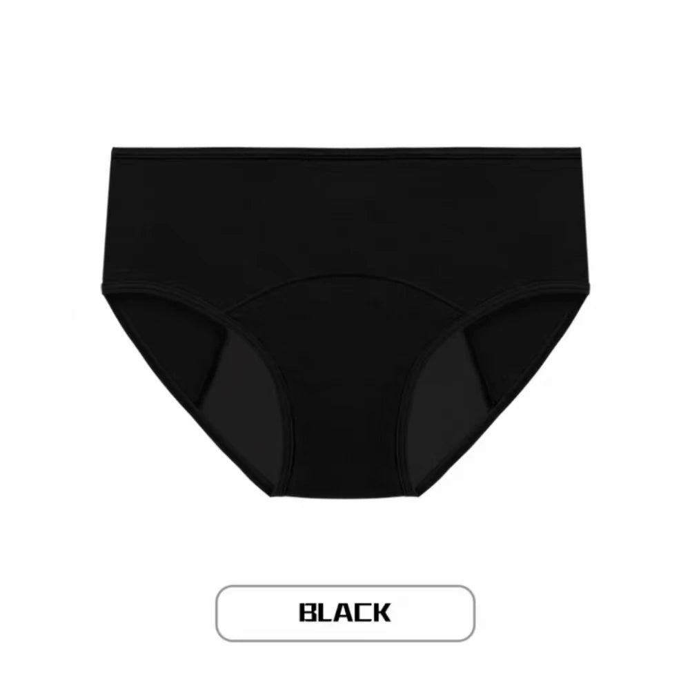 Women Menstrual Panties Leak Proof Briefs Black L XL XXL Cotton