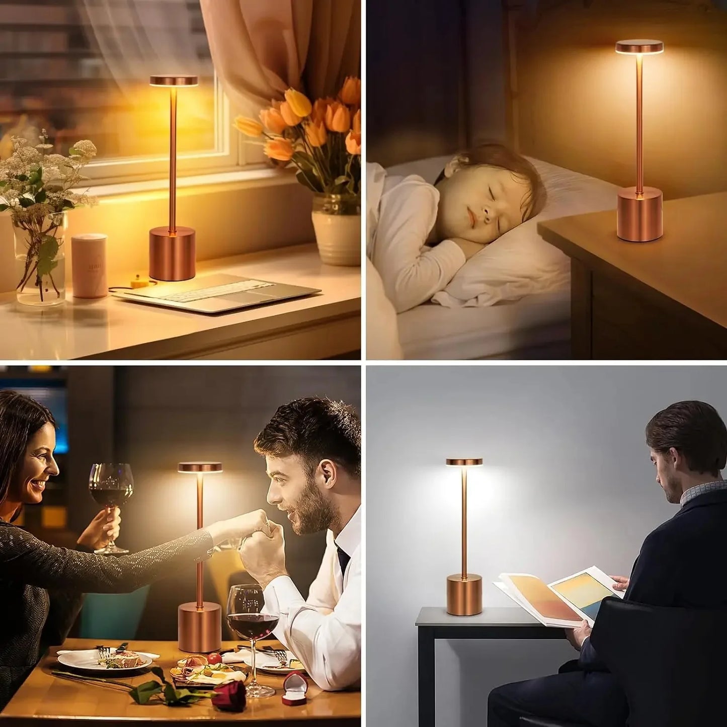 Type C Rechargeable LED Table Lamp Touch Switch Bedside Night Light