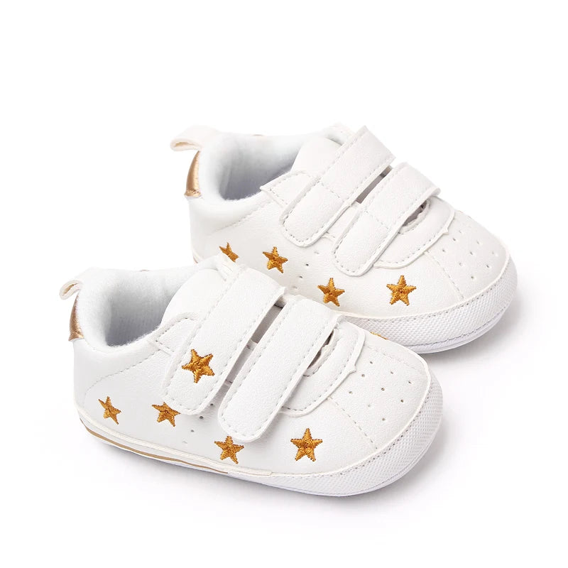 Baby White PU Sneaker Non-slip for Toddler Boys and Girls Cute