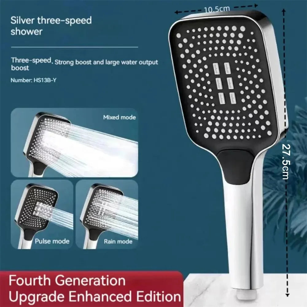 Adjustable Shower Head 3 Mode Rainfall Shower Large Flow Showerhead