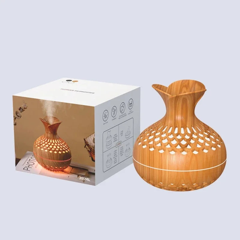 Wood Grain Vase Humidifier Household Electric Ultrasonic Air