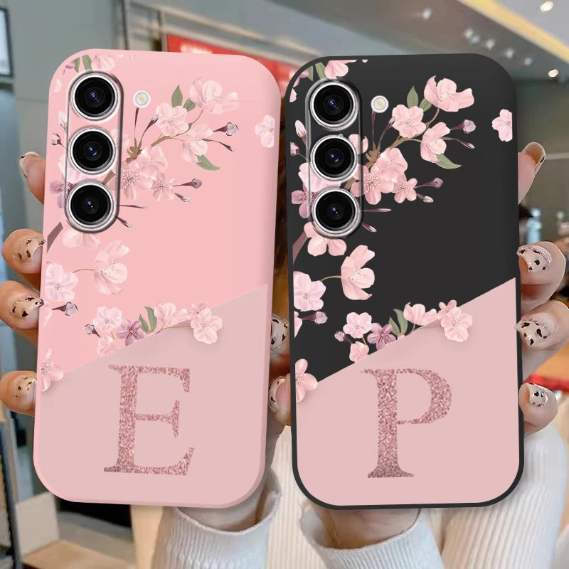 A55 Initial Letter A Z Case For Samsung Galaxy A55 5G Cover Pink