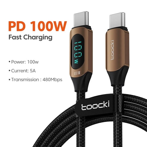 Toocki Type C to Type C Cable 100W PD Fast Charging Charger USB C to