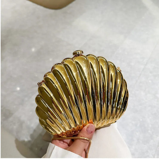 2024 Women Silver Gold Shell Bag Cute Acrylic Evening Clutch Bag With