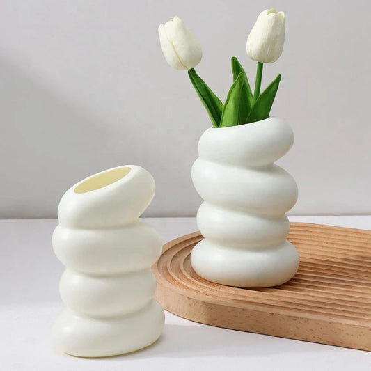 1PC Plastic Spiral White Vase Nordic Creative Flower Arrangement