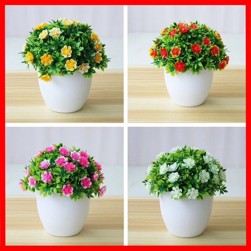 1pc Artificial Flowers Five Leaf Plum Small Potted Plants Can Be