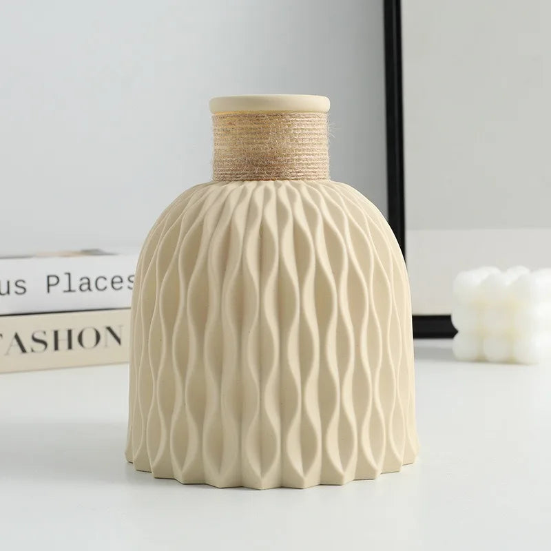 1PC Pineapple Pattern Twine Imitation Ceramic Plastic Vase Simple