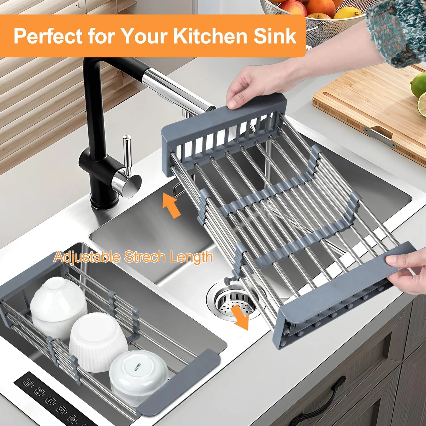 The Bowl Drying Rack Is Expandable and Suitable For Kitchen Sinks The