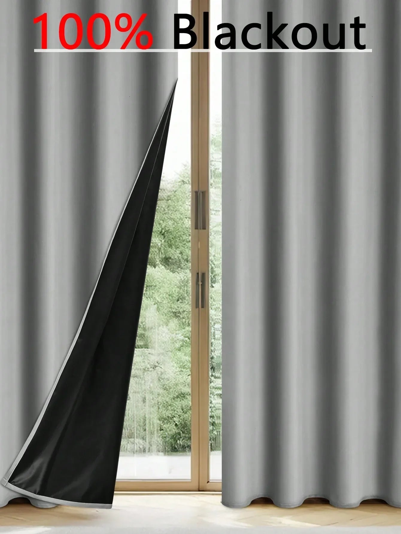 1pc Solid Blackout Curtains with Grommets, Total Privacy Drapes for