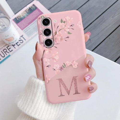 A55 Initial Letter A Z Case For Samsung Galaxy A55 5G Cover Pink