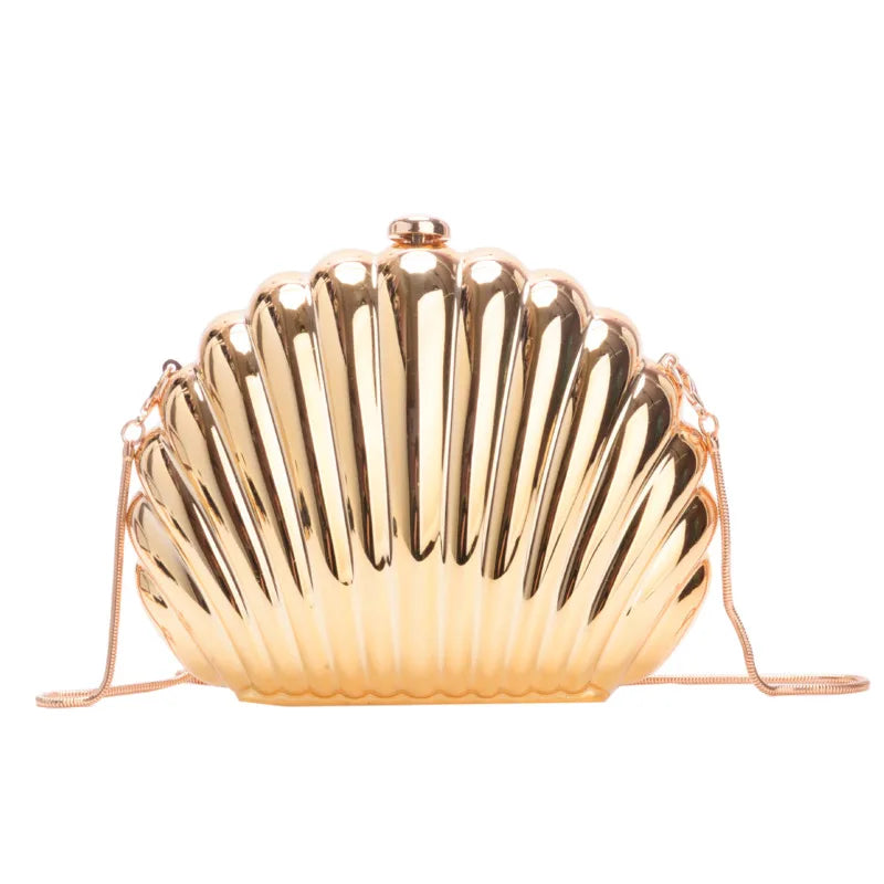 2024 Women Silver Gold Shell Bag Cute Acrylic Evening Clutch Bag With