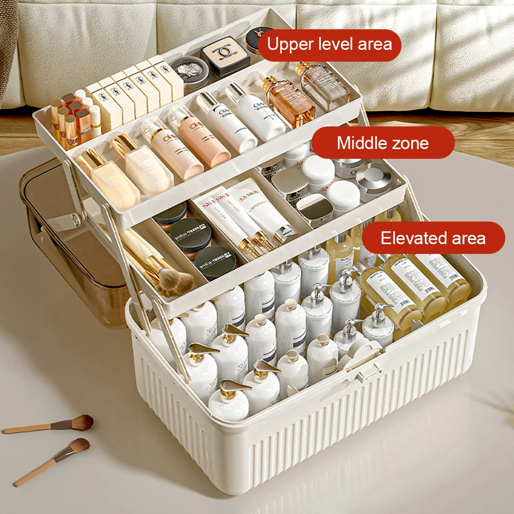 3 Layers Makeup Storage Organizer Large Capacity Skincare Organiser