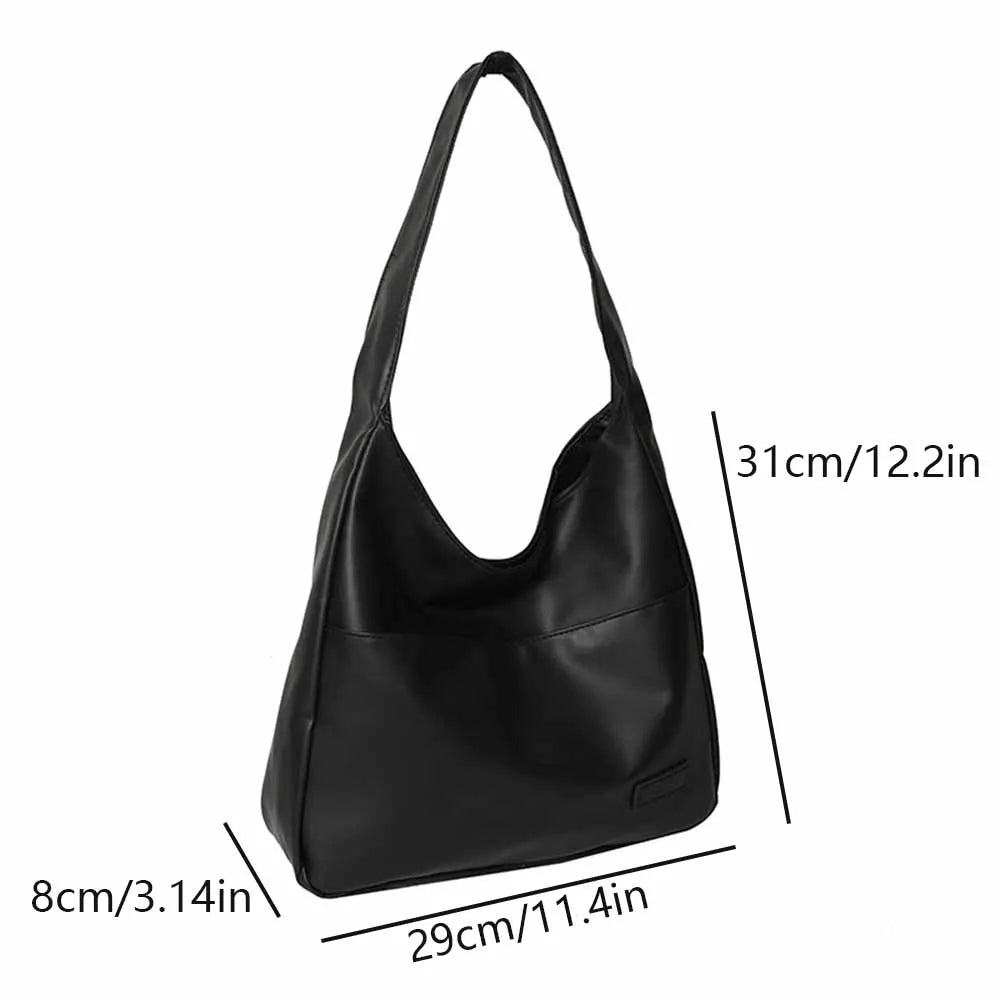 Women's Hobo bag, simple PU leather solid shoulder bag, fashionable