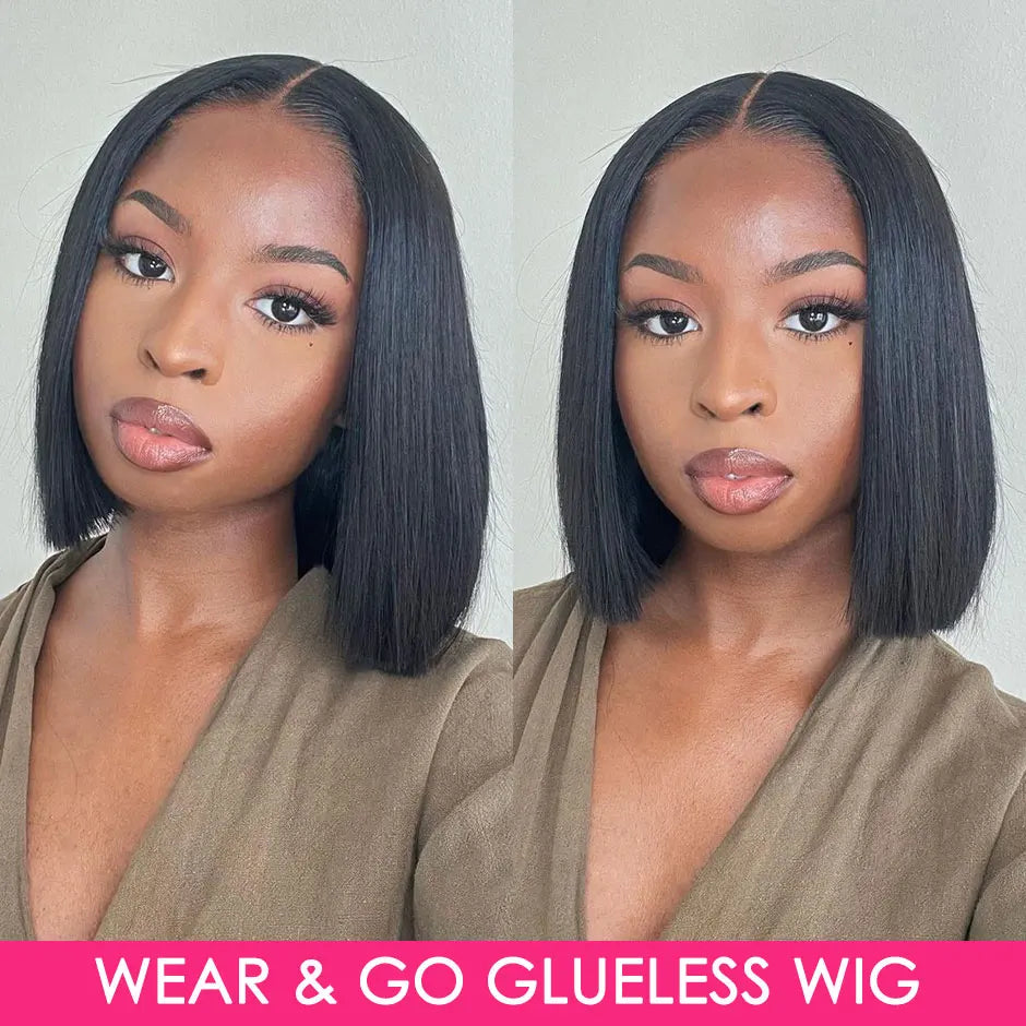 Wear And Go Bob Wigs For Women Human Hair 180% Straight Glueless Wig