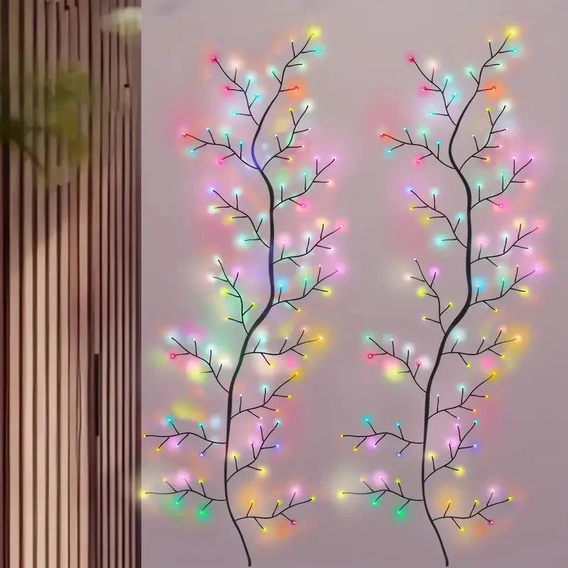 96LED Willow Vine String Lights USB DIY 8 Modes Lights Wall Vines with