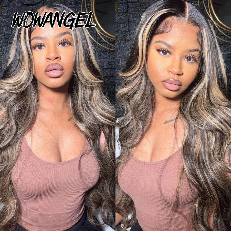 Wow Angel 34inch Highlight Body Wave Wigs 5X5 HD Lace Closure Wig