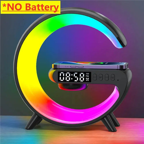 Wireless Charger Pad Stand Speaker TF Card RGB Night Light Lamp Alarm