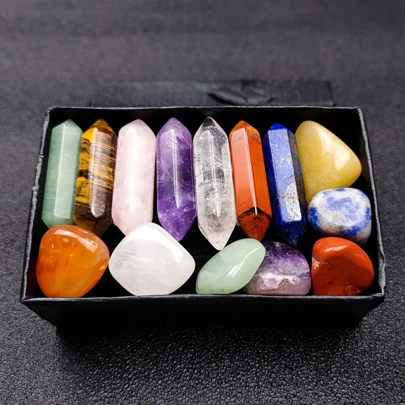 14pcs Pointed Quartz Crystal Chakra Healing Stones And Crystals Set