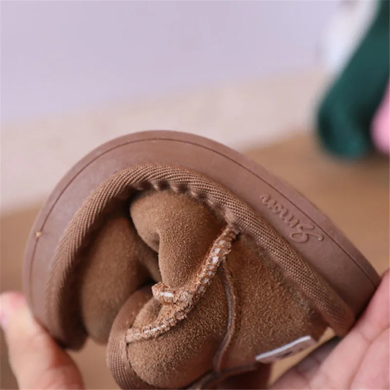 2023 New Winter Baby Snow Boots leather Warm Plush Little Boys Shoes