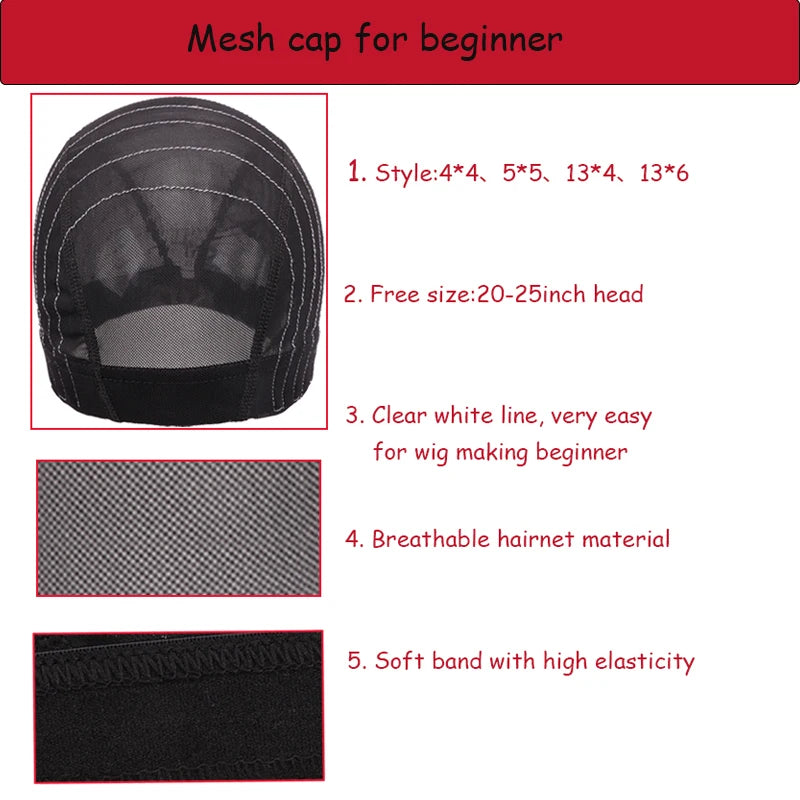 Wig Cap With Belt For Making Wigs Mesh Dome Cap Glueless Mesh Cap With