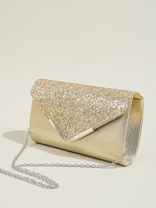 Women Evening Envelope Handbag Prom Sequin Clutch Purse chain Shoulder