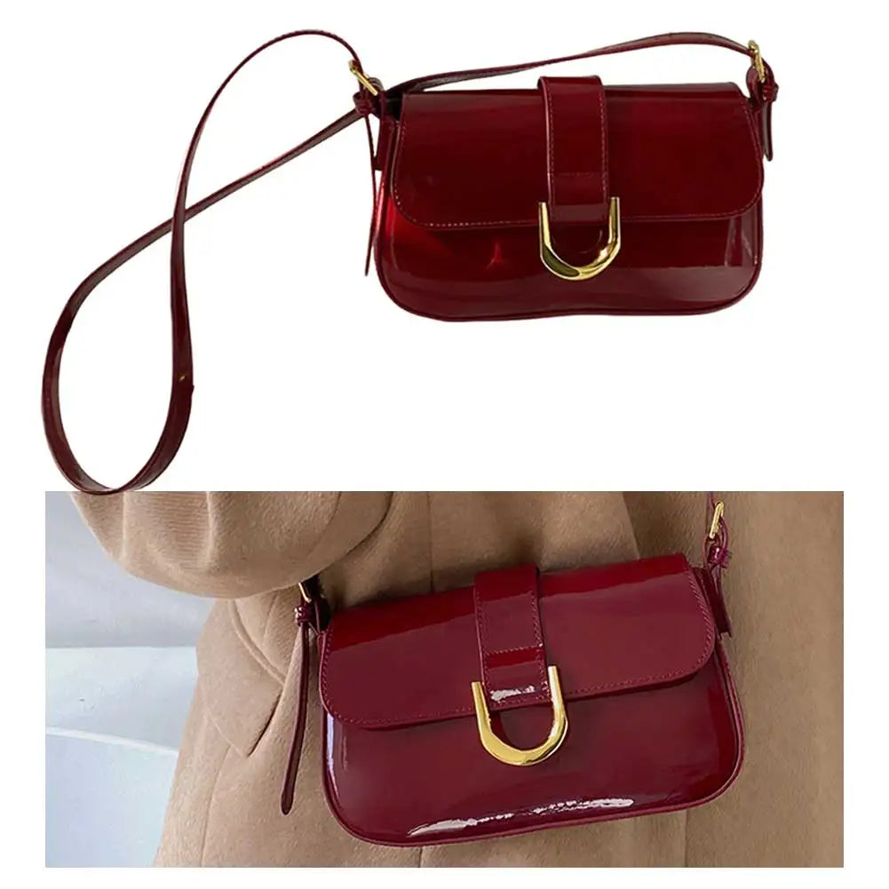 Women Buckle Hobo Bag Strap Adjustable Patent Leather Shoulder Bag