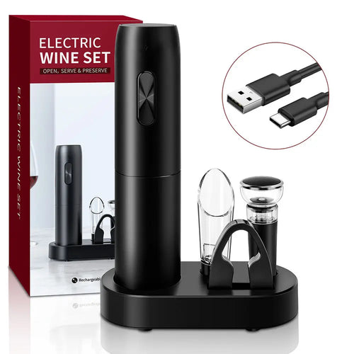 5 in1 Electric Wine Opener Set with Charging Base Automatic Corkscrew