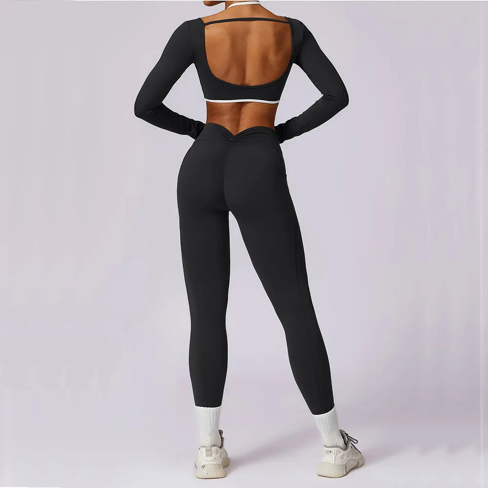 Women Tracksuit Yoga Set 2PCS Sport Suit GymWorkout Clothes Long