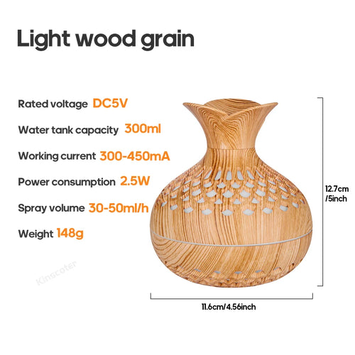 Wood Grain Humidifier 300ml USB Aroma Diffuser Atomizer USB Household