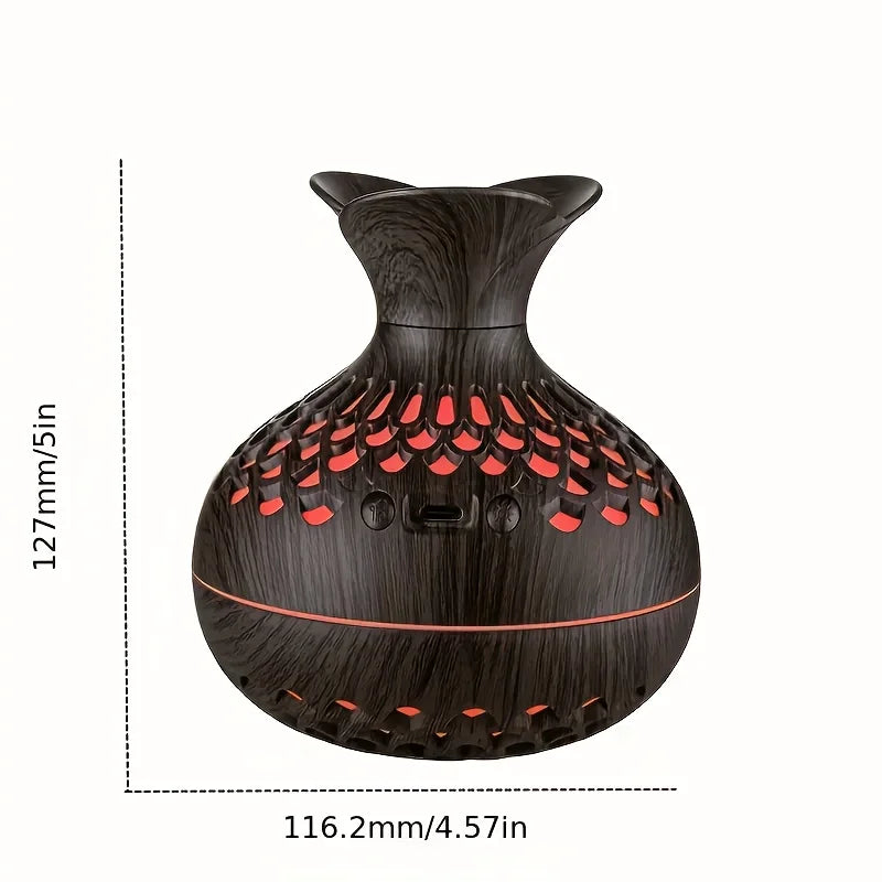 300ml wooden vase colorful light Cool Mist Air Humidifier Aromatherapy