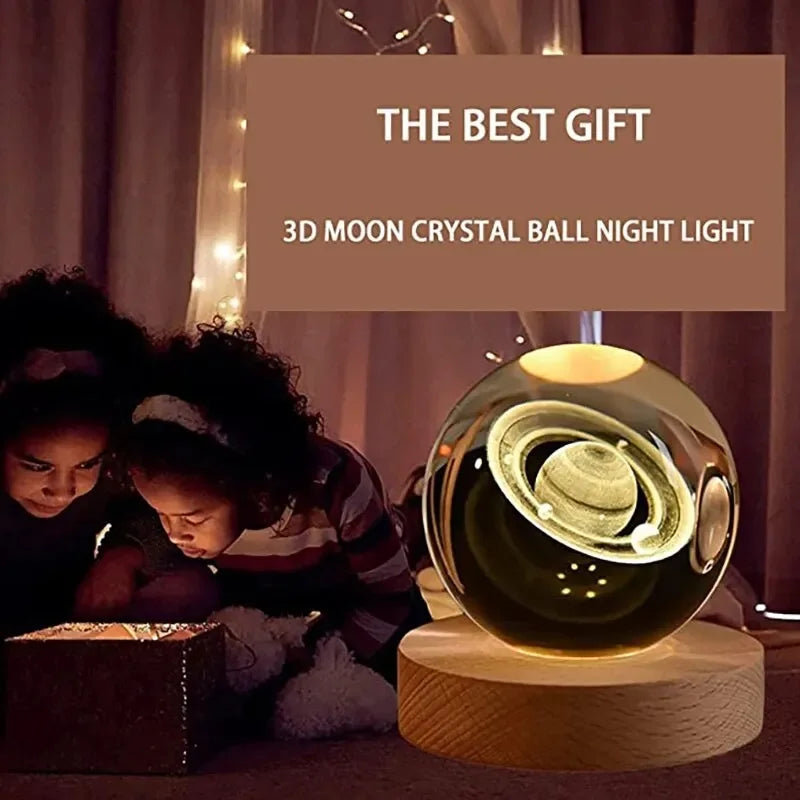 Valentines Day Gift  Galaxy Crystal Ball lamp 3D planet moon lamp USB