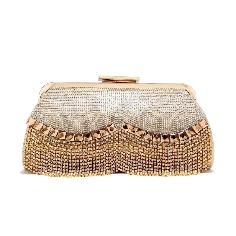 Women Banquet Handbags  New Diamond-Studded Tassel Evening Bags Femme