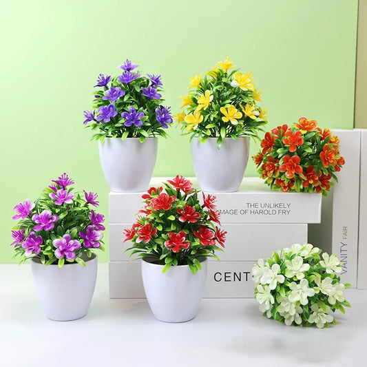 1pc Artificial Flowers Five Leaf Plum Small Potted Plants Can Be