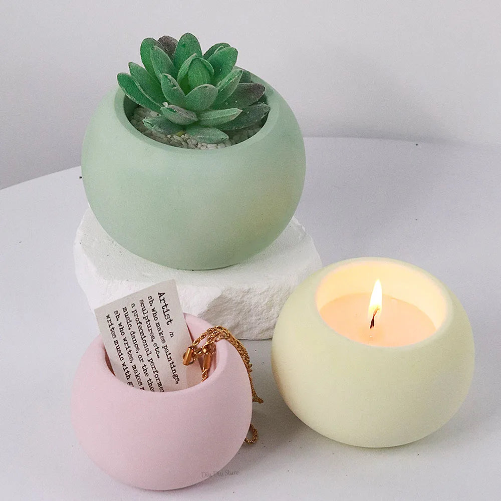 Arc Candle Jar Silicone Mold DIY Succulents Vase Craft Making Supplies