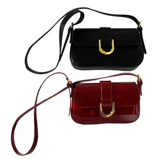 Women Buckle Hobo Bag Strap Adjustable Patent Leather Shoulder Bag