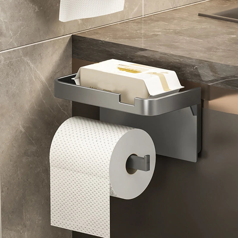 Bathroom Roll-Free Punch-Free Storage Rack for Toilet Paper Placement