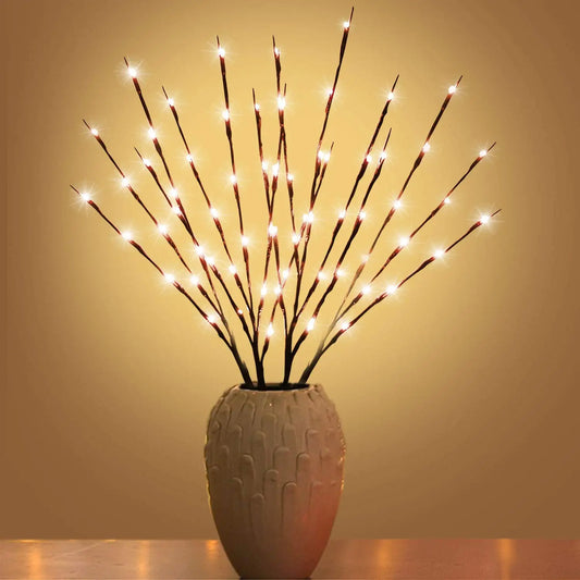 20 LEDs Christmas Willow Branch Lights Xmas Vase Filler Willow Twig