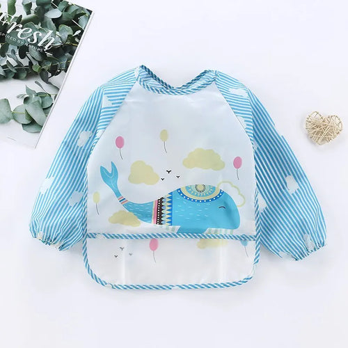 1Pcs Waterproof Eating Smock Infant Toddler Baby Cartoon Long Sleeve