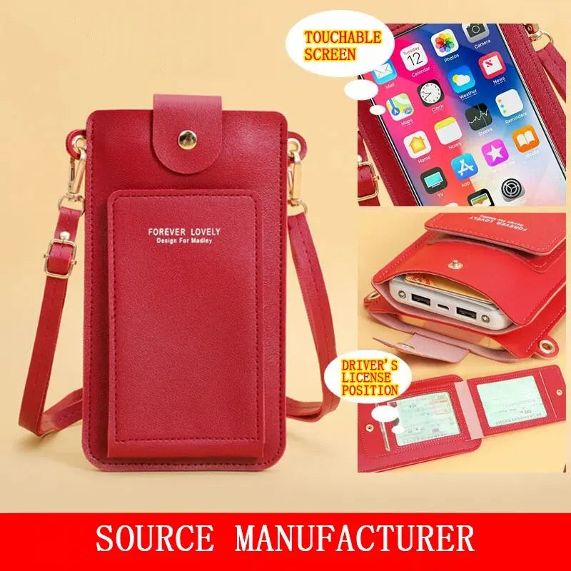 Women Bags Soft Leather Wallets Touch Screen Cell Phone Purse