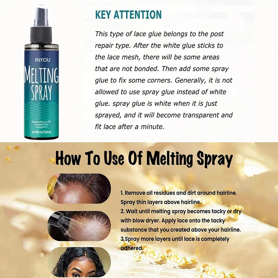 120ML Lace Melting and Holding Spray Glue-Less Hair Adhesive for Wigs,