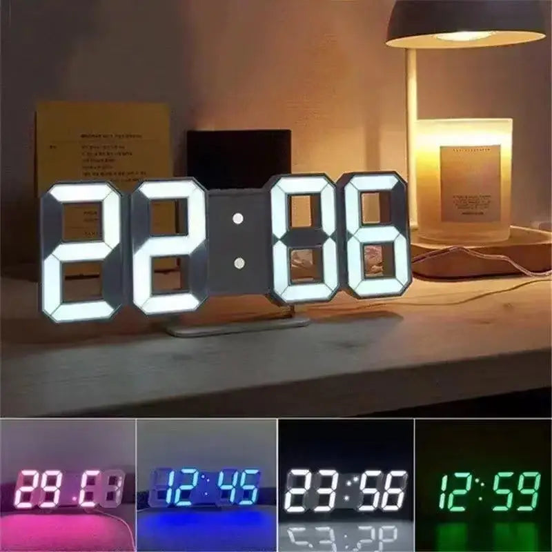 3D Digital Wall Clock Decoration for Home Glow Night Mode Adjustable