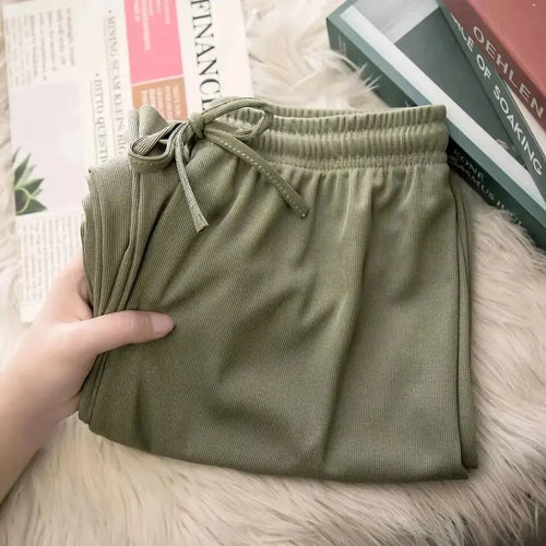 Women Pants Spring Summer Ice Silk Wide Leg Pants 2023 High Waist