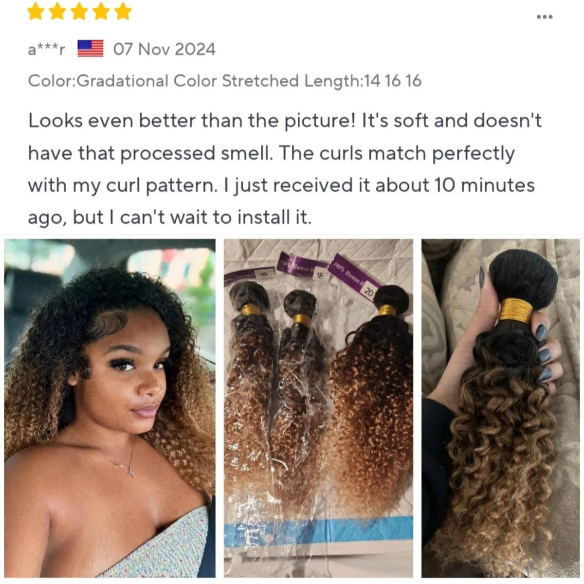 15A Brazilian Kinky Curly Human Hair Bundles Ombre Blonde Colored